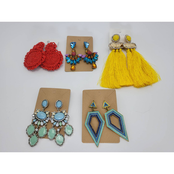Unbranded Jewelry - Women's Earring Lot 5 Pairs Assorted Dangle Drop Colorful Statement Elegant Mix
